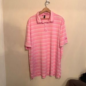 Men’s Adidas Tech Polo, Men’s Size XL, pink and white